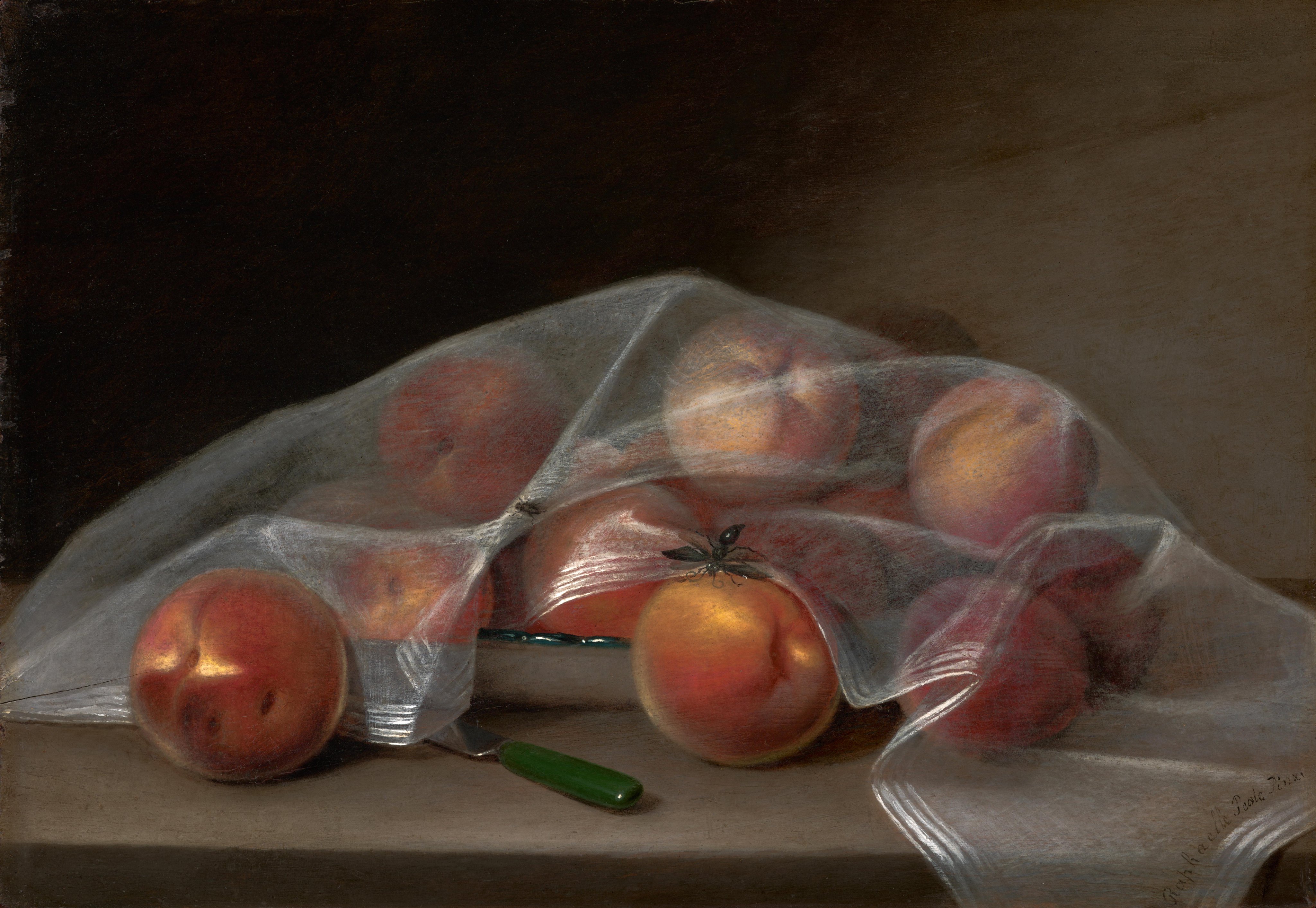 Peaches Covered by a Handkerchief