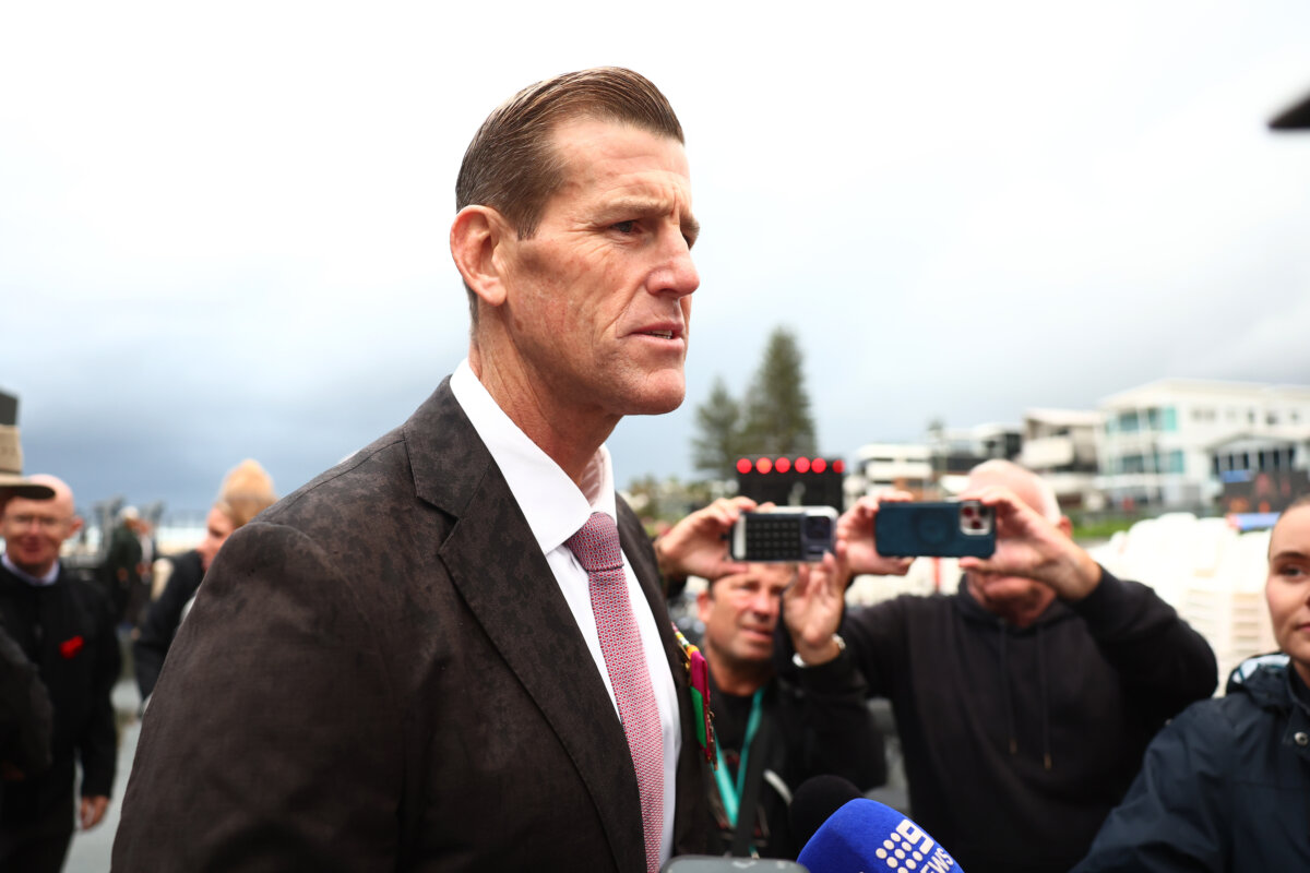 Ben Roberts-Smith attends the ANZAC dawn service in Currumbin, Australia, on April 25, 2026. (Chris Hyde/Getty Images)