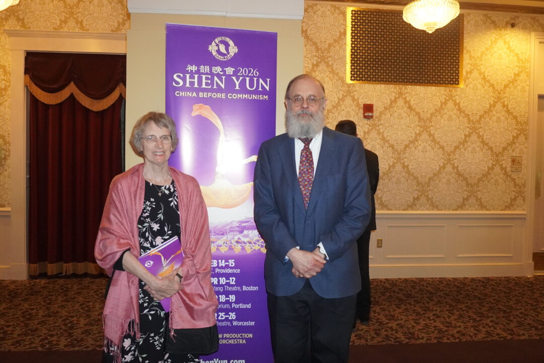 Robert and Alison Kaladish attended Shen Yun Performing Arts at the Hanover Theatre on April 25, 2026. (Patricia Yu/Epoch Times)