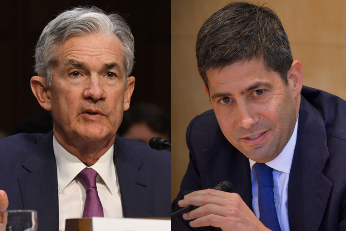 (Left) Former Federal Reserve Chair Jerome Powell; (Right) newly confirmed Federal Reserve Chair Kevin Warsh. (Courtesy of the Federal Reserve; Hoover Institution)