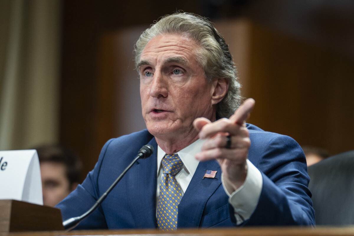 U.S. Interior Secretary Doug Burgum testifies on Capitol Hill in Washington on April 29, 2026. (Madalina Kilroy/The Epoch Times)