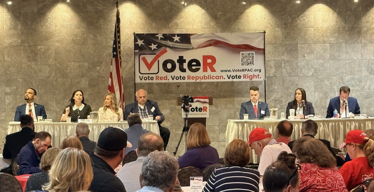 Republican congressional candidates in Ohio's 9th congressional district participate in a forum sponsored by VoteR PAC in Toledo, Ohio, on April 13, 2026. (Courtesy of Toby Miller/VoteR PAC)