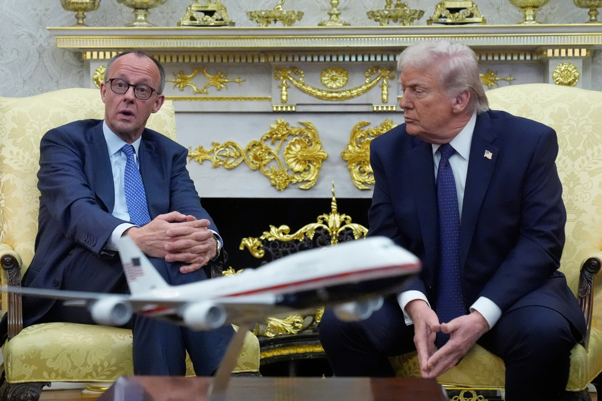 President Donald Trump meets with German Chancellor Friedrich Merz in the Oval Office at the White House, on March 3, 2026. (Mark Schiefelbein/AP Photo)