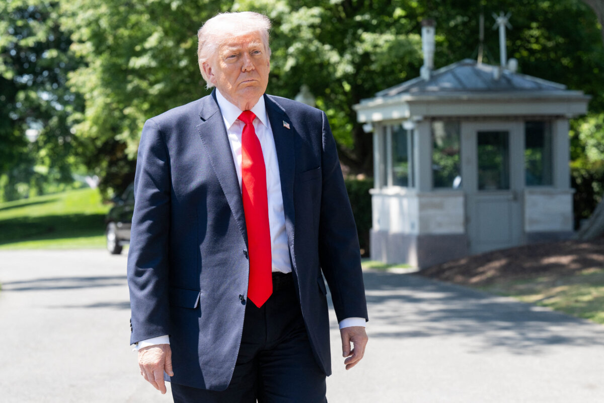 U.S. President Donald Trump walks to board Marine One as he departs from the South Lawn of the White House in Washington on May 1, 2026. (Saul Loeb/AFP via Getty Images)