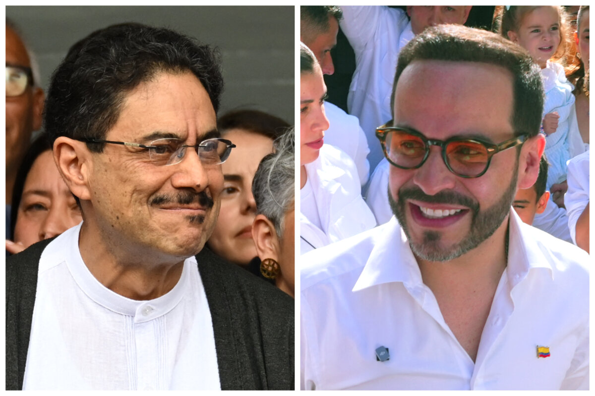 (Left) Colombia's presidential candidate from the ruling party Pacto Historico, Ivan Cepeda, speaks after voting at a polling station during the presidential election in Bogota, Colombia, on May 31, 2026. (Right) Colombia's presidential candidate Abelardo de la Espriella, of the Salvadores de la Patria movement, arrives to vote at a polling station during the presidential election in Barranquilla, Colombia, on May 31, 2026. (Raul Arboleda, Vanessa Romero/AFP via Getty Images)