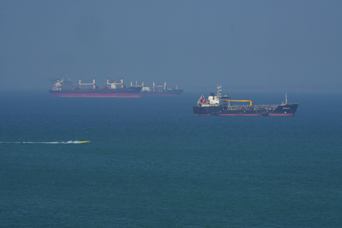 The Ateela 2 Oil Tanker boat navigates the sea on Qeshm Island, Iran, in the Strait of Hormuz, on April 28, 2026. (Asghar Besharati/Getty Images)