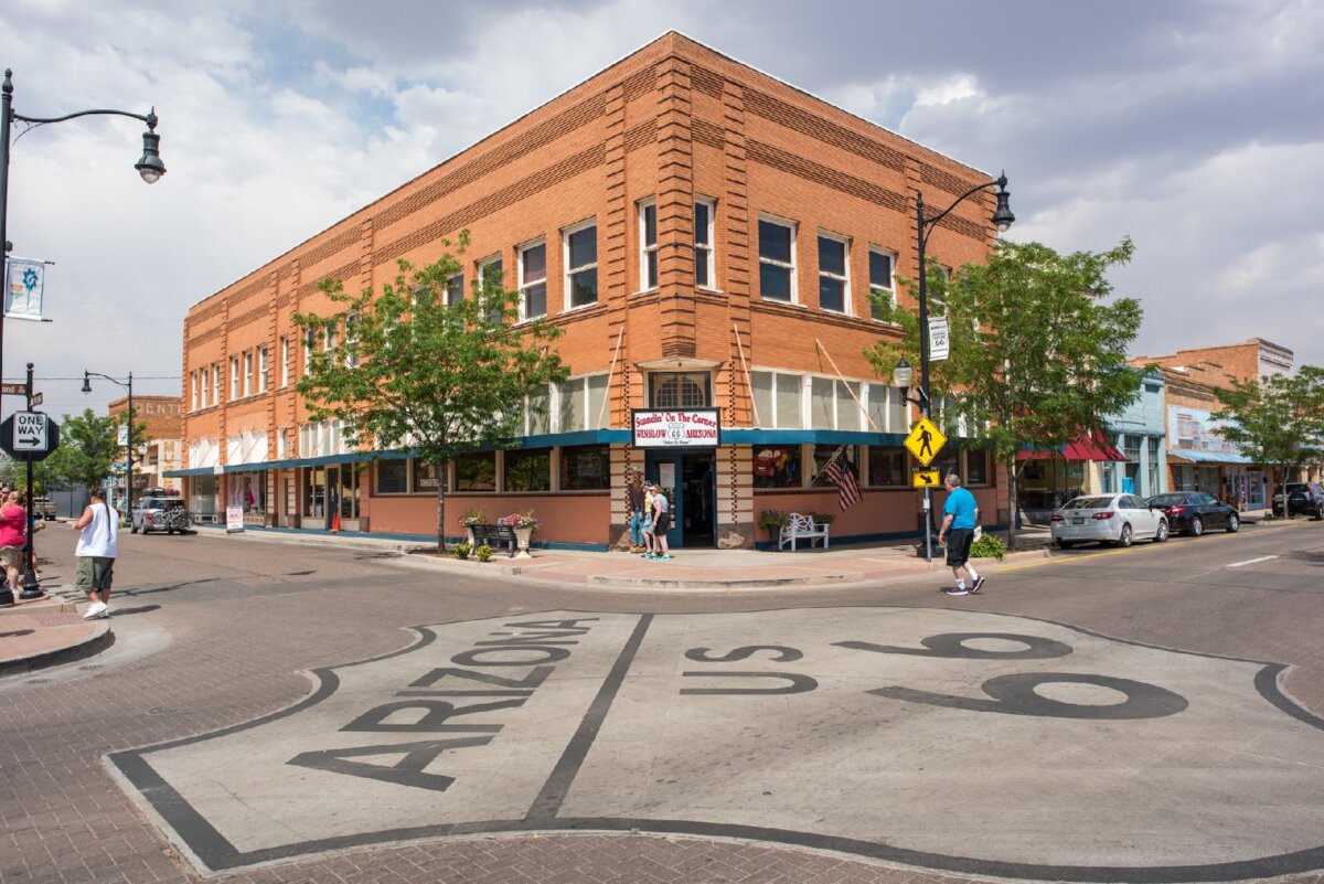 Route 66 runs past the corner in Winslow, Arizona, made famous in a song by the Eagles. (Photo courtesy of Michael Gordon/Dreamstime)