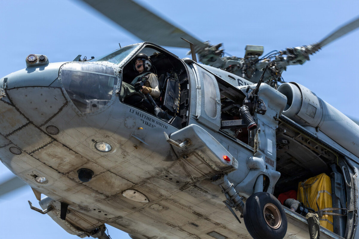 U.S. Navy MH-60 Sea Hawk helicopters are supporting Project Freedom in and near the Strait of Hormuz in May 2026. (U.S. Navy Photo)