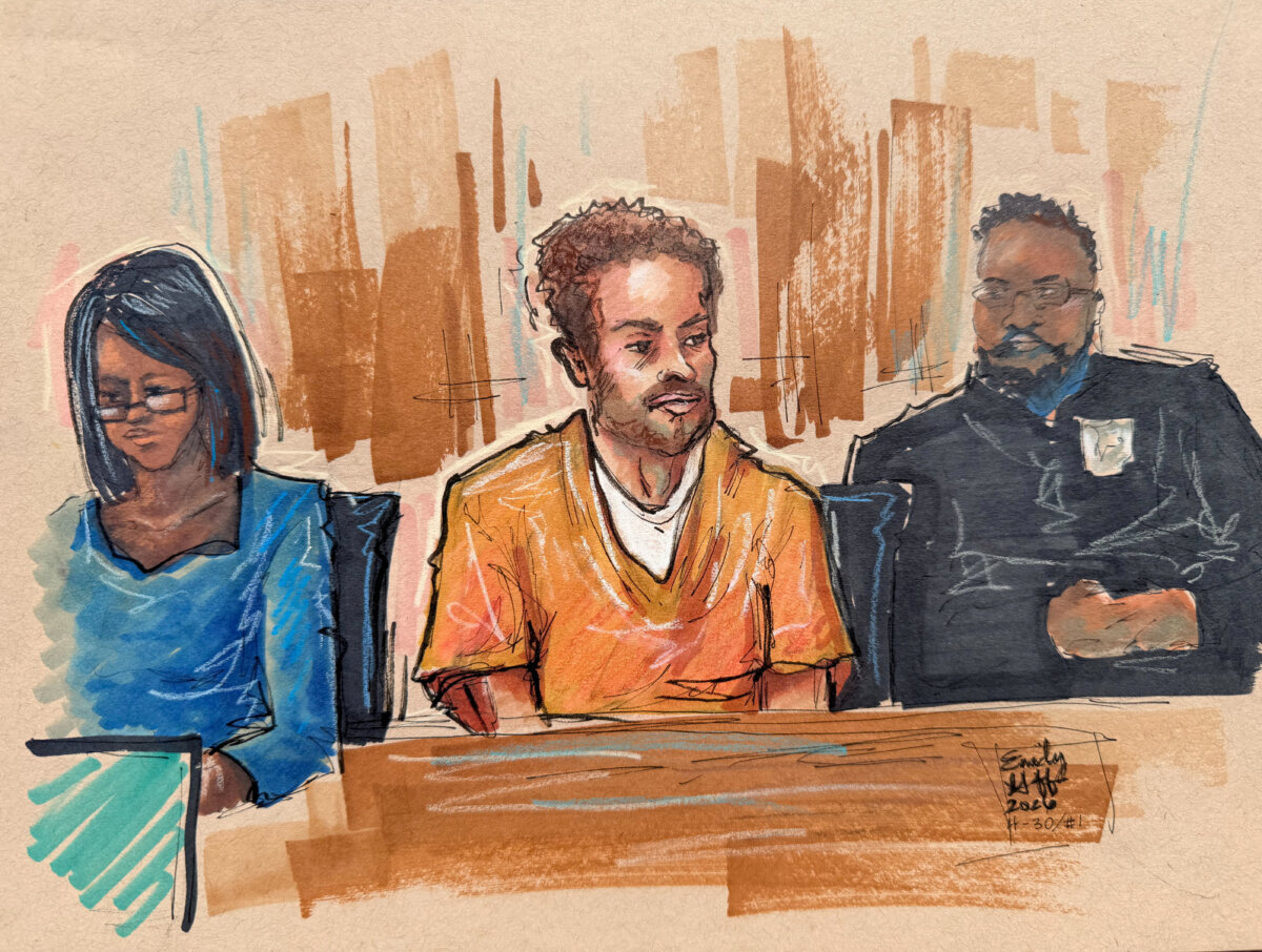 Cole Tomas Allen, a suspect in the White House Correspondents' Association dinner shooting, sits in the courtroom during a hearing after being charged with attempting to assassinate U.S. President Donald Trump, in Washington, on April 30, 2026, in this courtroom sketch. (Emily Goff/File Photo /Reuters)
