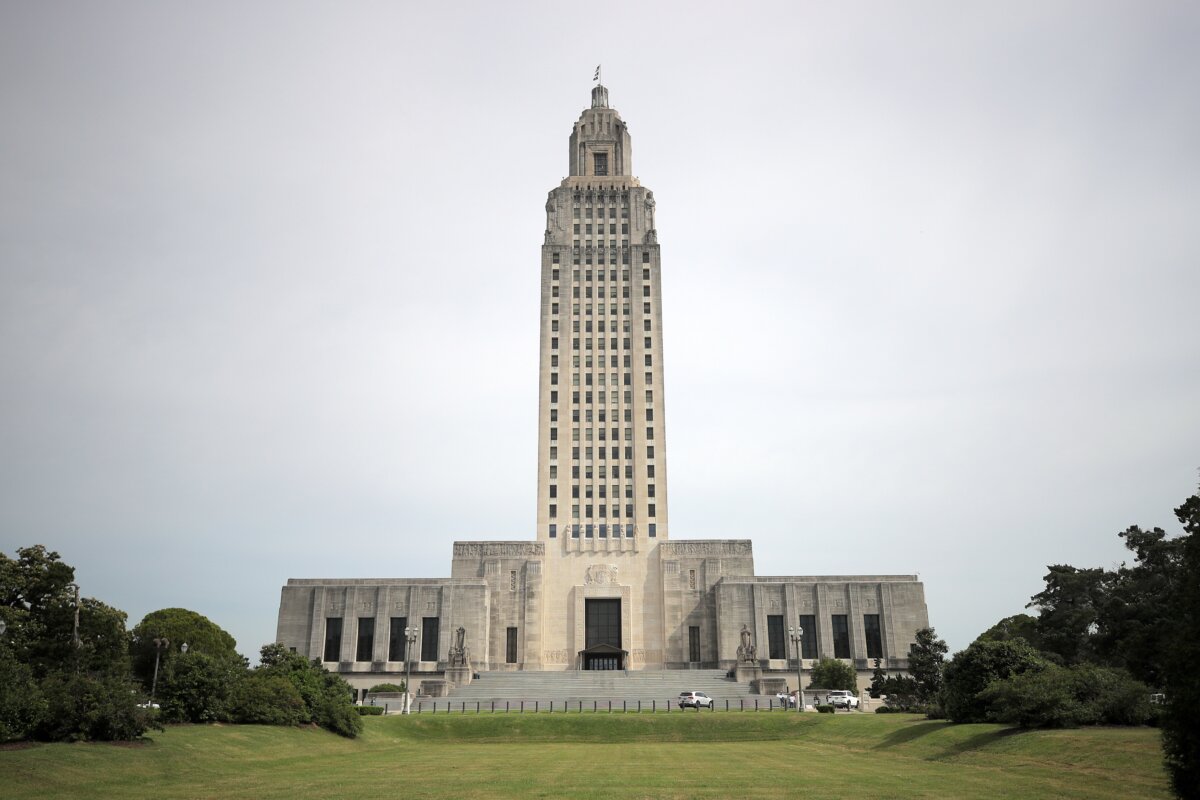 The Louisiana State Capitol building in Baton Rouge, on April 17, 2020. (Chris Graythen/Getty Images)