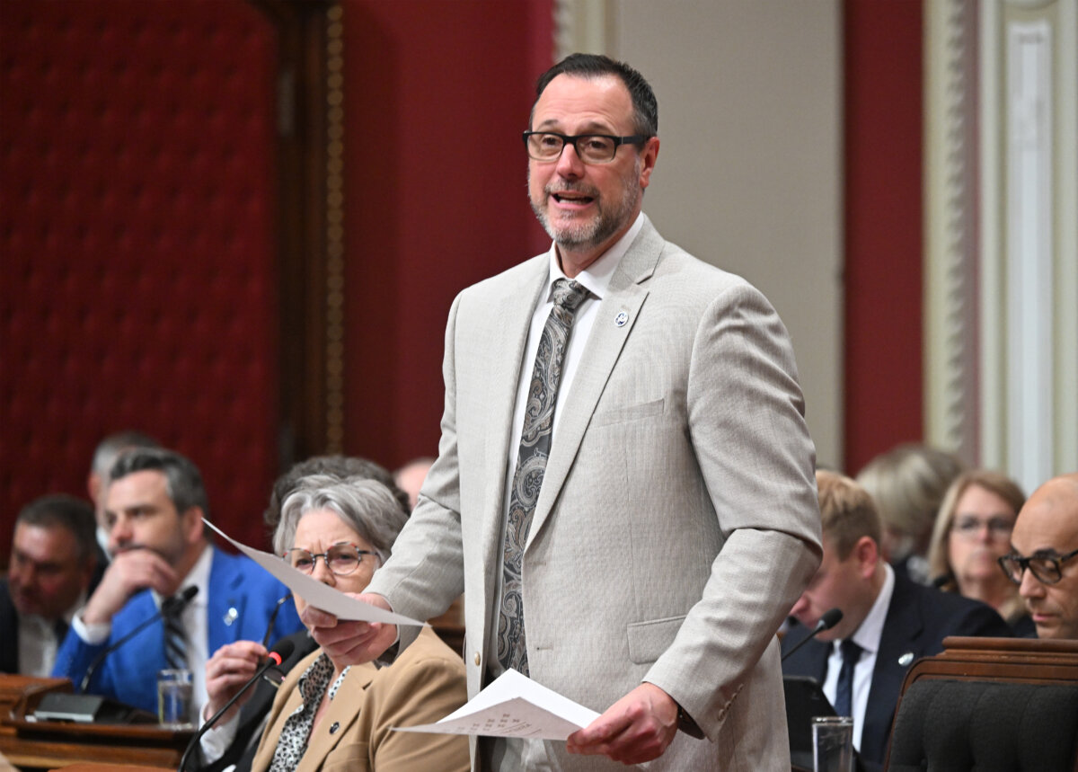 Quebec Minister of the French Language Jean-Francois Roberge tables legislation on French language at the legislature in Quebec City, on May 6, 2026. (The Canadian Press/Jacques Boissinot)