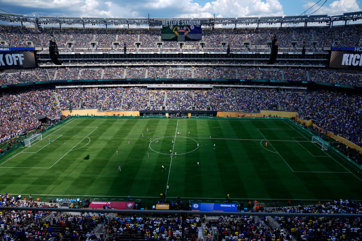 General view of the MetLife stadium during the Club World Cup semifinal soccer match between Fluminense and Chelsea in East Rutherford, N.J., on July 8, 2025. (Pamela Smith/AP Photo)