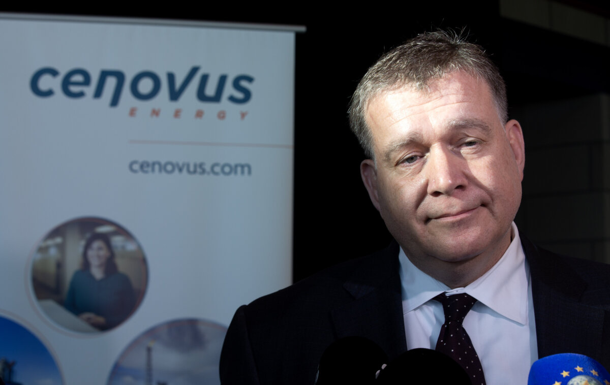 Jon McKenzie, President and CEO of Cenovus Energy takes questions from the media following at an event at The Rooms in St. John's, Nov. 26, 2025. (The Canadian Press/Paul Daly)
