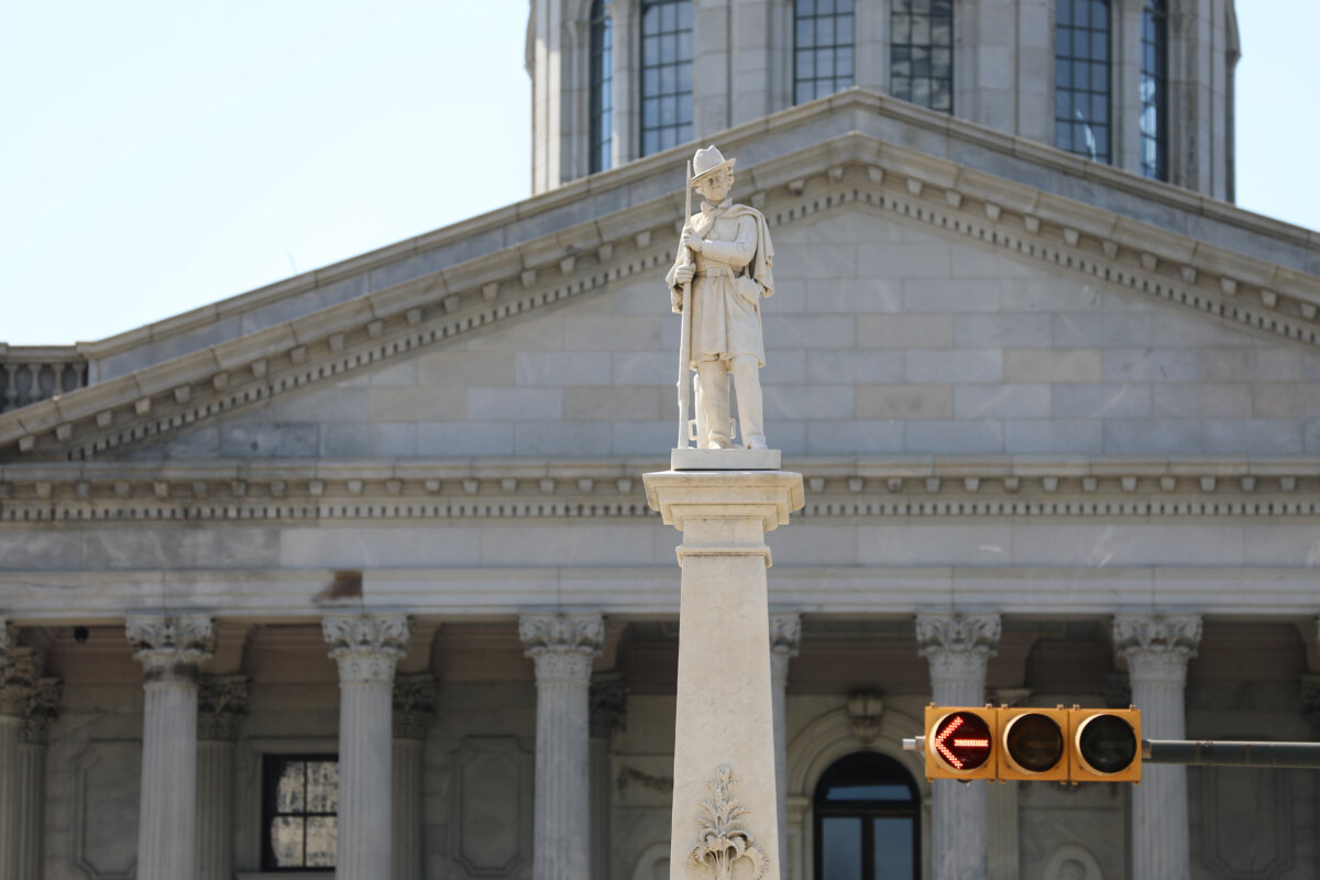 A monument to Confederate soldiers is seen outside the South Carolina Statehouse, in Columbia, S.C., on April 14, 2026. (Jeffrey Collins/AP Photo)