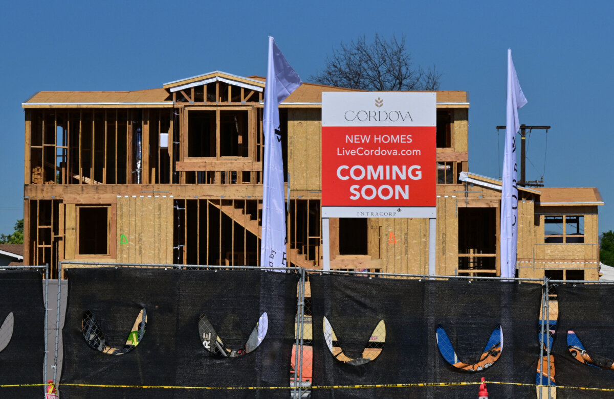 A house under construction in Alhambra, Calif., on March 19, 2026. (Frederic J. Brown/AFP via Getty Images)