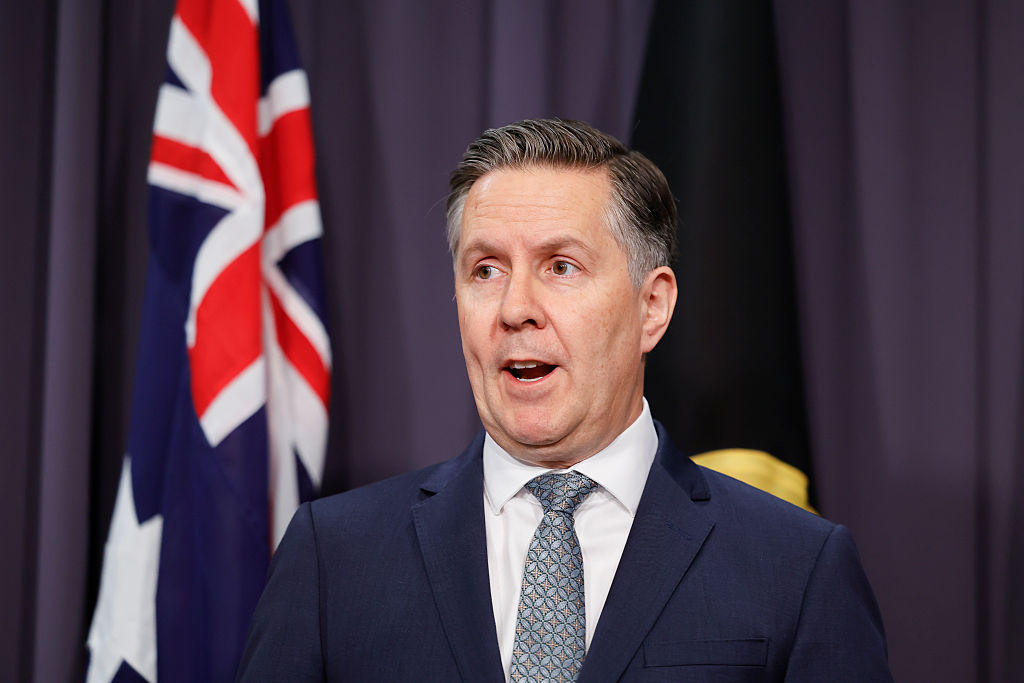 Australian Health Minister Mark Butler speaks to the media at Parliament House in Canberra, Australia on Feb. 3, 2026. (Hilary Wardhaugh/Getty Images)
