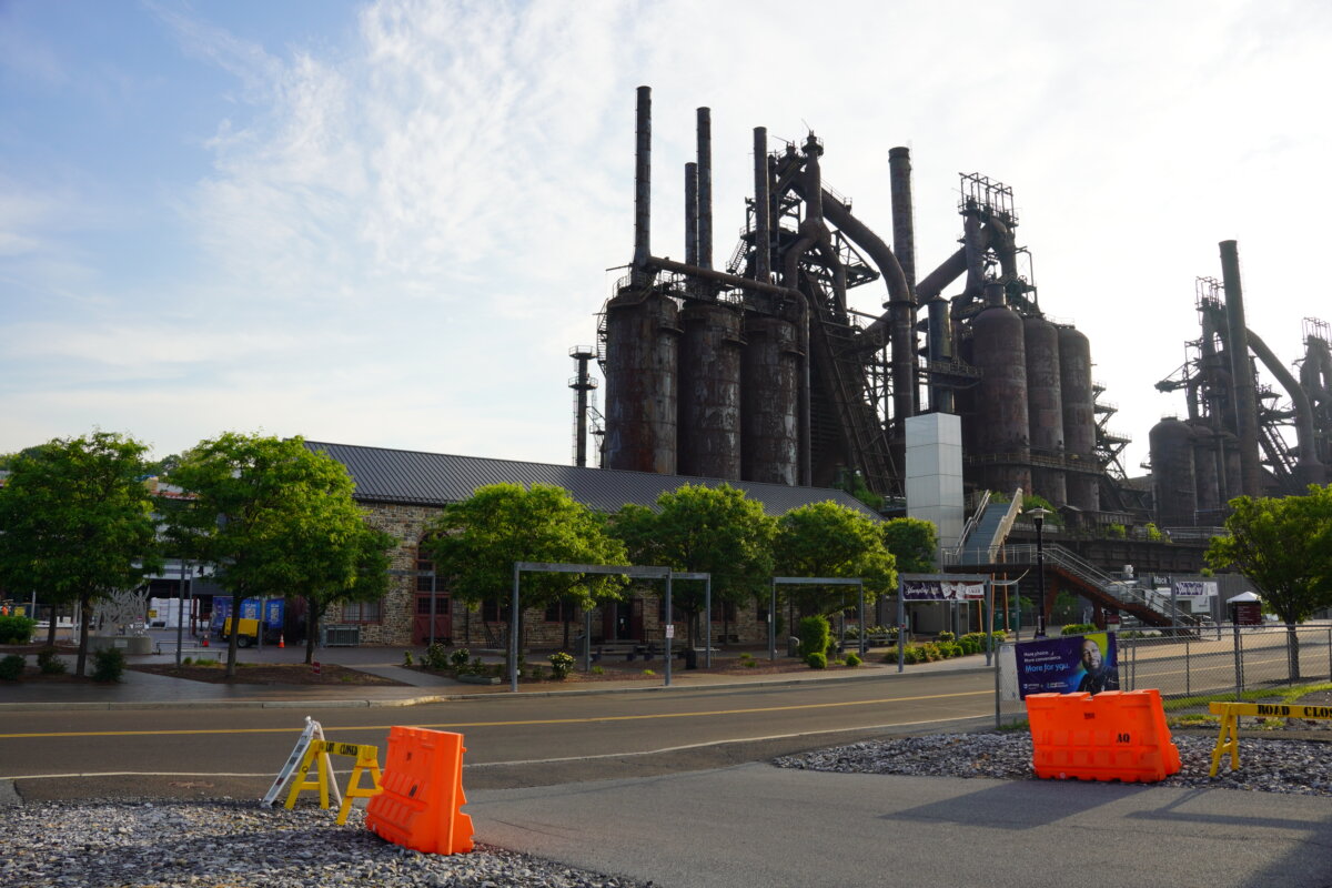The Bethlehem Visitor’s Center, which sits directly in front of the historic Bethlehem Steel factory site, was used as a precinct for Bethlehem-based primary election voters in Pennsylvania's 7th Congressional District on May 19, 2026. (Jacob Burg/The Epoch Times)