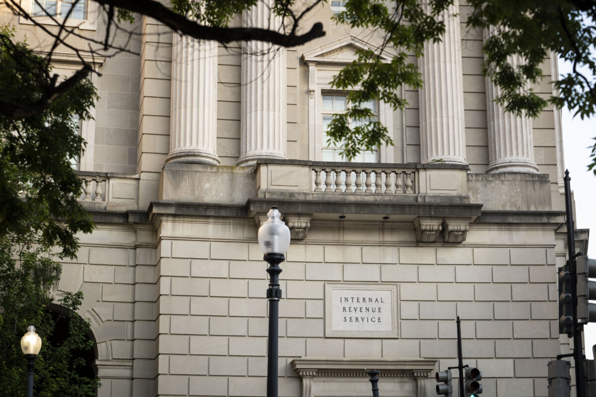 The IRS in Washington on May 18, 2026. (Madalina Kilroy/The Epoch Times)