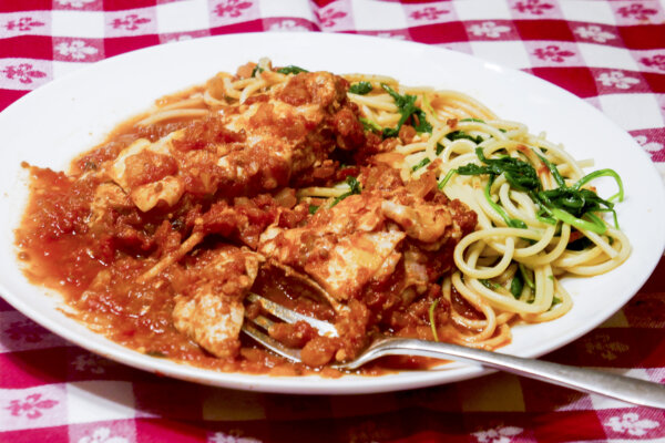 Pork Parmesan With Spaghetti and Peppery Arugula