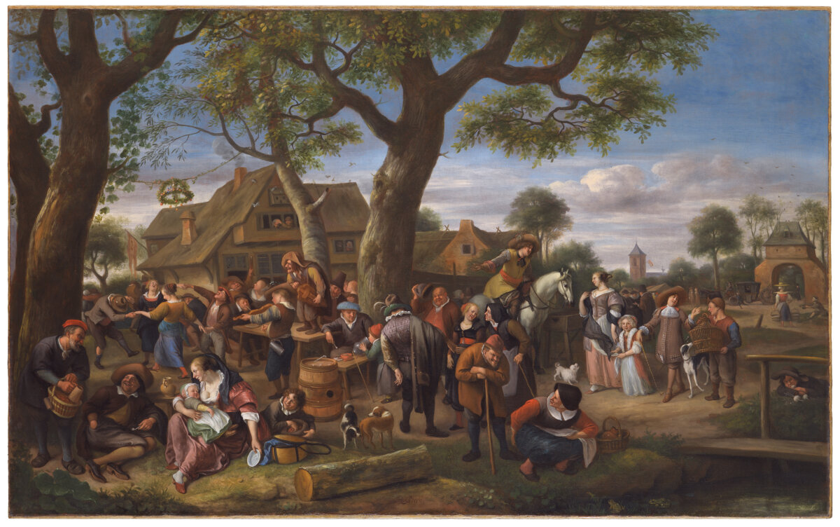 "Peasants Merrymaking Outside an Inn," circa 1676, by Jan Steen. Feasts and festivals were vital to New Amsterdam colonists, and some settlers also took part in Native American feasts. (Courtesy of The Leiden Collection, New York)