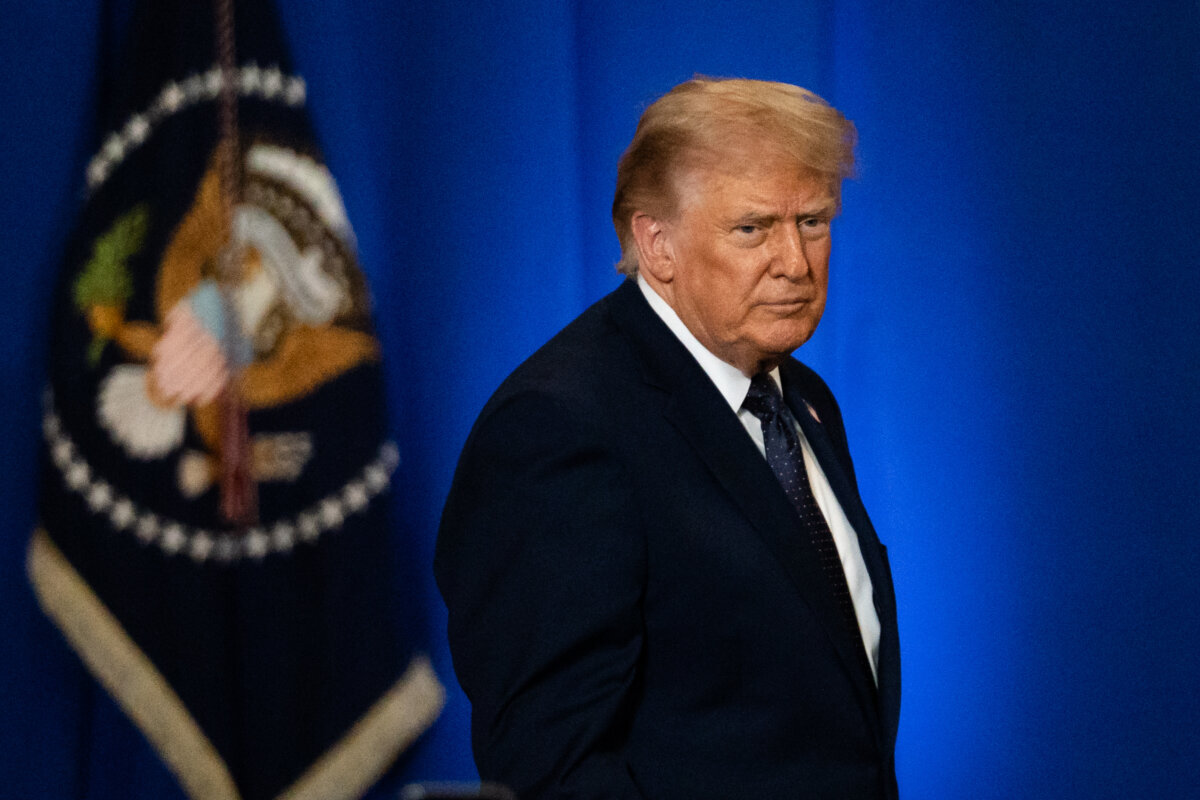 President Donald Trump delivers remarks at Rockland Community College in Suffern, N.Y., on May 22, 2026. (Samira Bouaou/The Epoch Times)