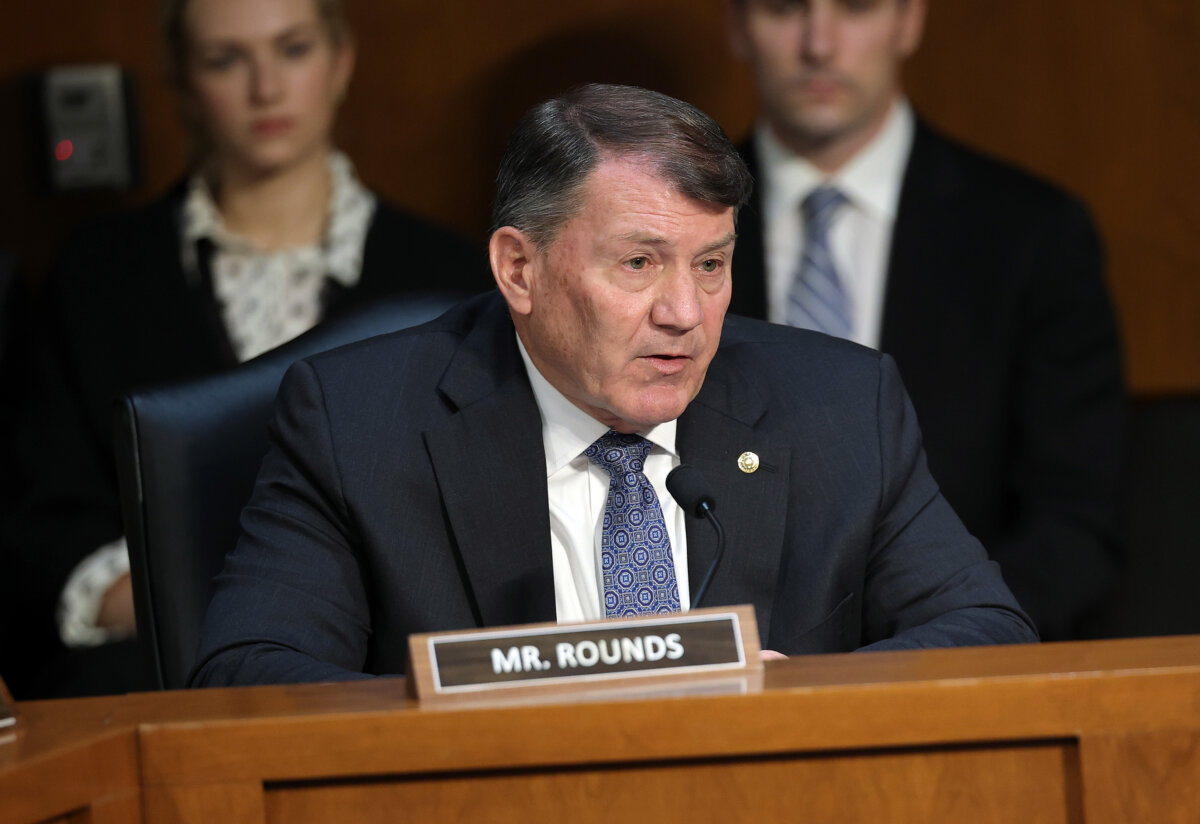 Sen. Mike Rounds (R-S.D.) participates in a Senate Intelligence Committee hearing on worldwide threats in the Hart Senate Office Building in Washington on March 18, 2026. (Kevin Dietsch/Getty Images)