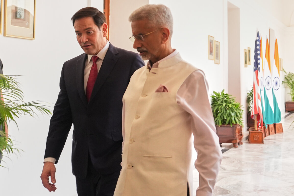 U.S. Secretary of State Marco Rubio (L) walks with India's Minister of External Affairs S. Jaishankar before their talks in New Delhi, India, on May 24, 2026. (Julia Demaree Nikhinson, Pool/AP Photo)