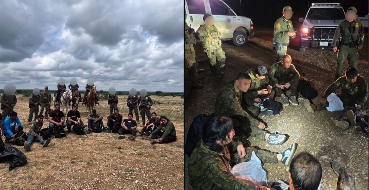 Illegal immigrants apprehended by U.S. Border Patrol and the Texas Department of Public Safety along the southern border on May 26, 2026. (Screenshot via X/
Chris Olivarez/Texas Department of Public Safety)