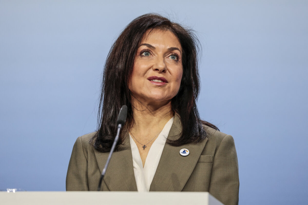 German Economy and Energy Minister Katherina Reiche speaks during the German National Maritime Conference in Emden, northern Germany, on April 29, 2026. (Focke Strangmann/AFP via Getty Images)