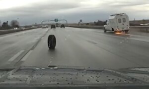 Caught on Camera: Rogue Tire Whizzes Past Colorado Patrol Car