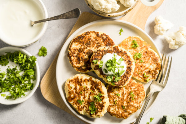 Gluten-Free Veggie Pancakes With Herbed Vegan Tzatziki