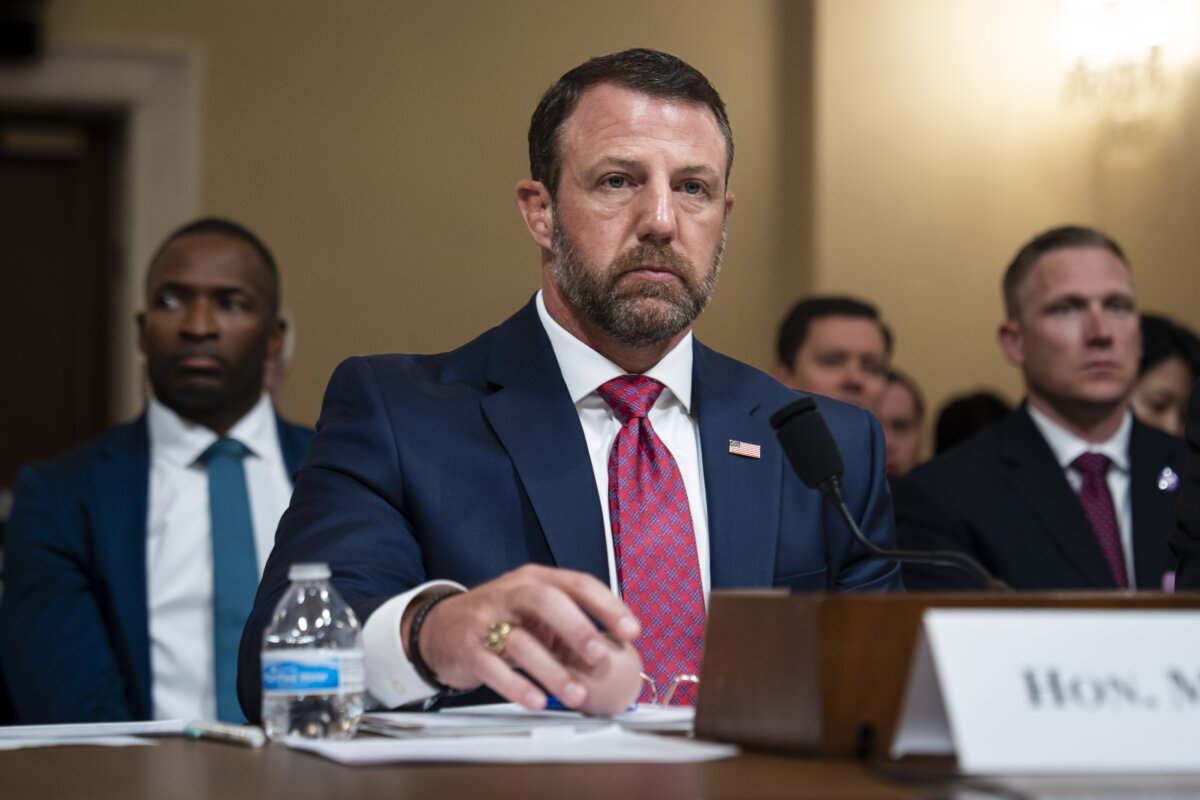 Homeland Security Secretary Markwayne Mullin testifies in Washington on June 3, 2026. (Madalina Kilroy/The Epoch Times)