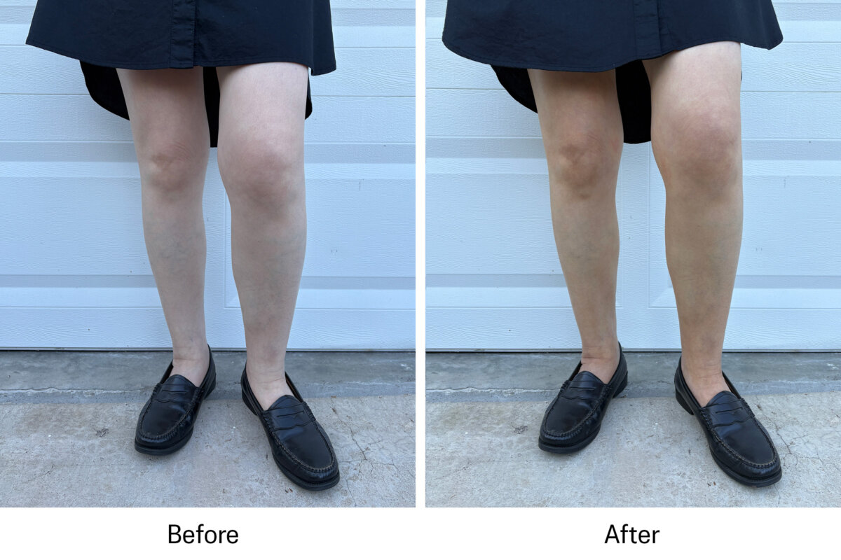 before and after using Jergens Natural Glow Tanning Lotion