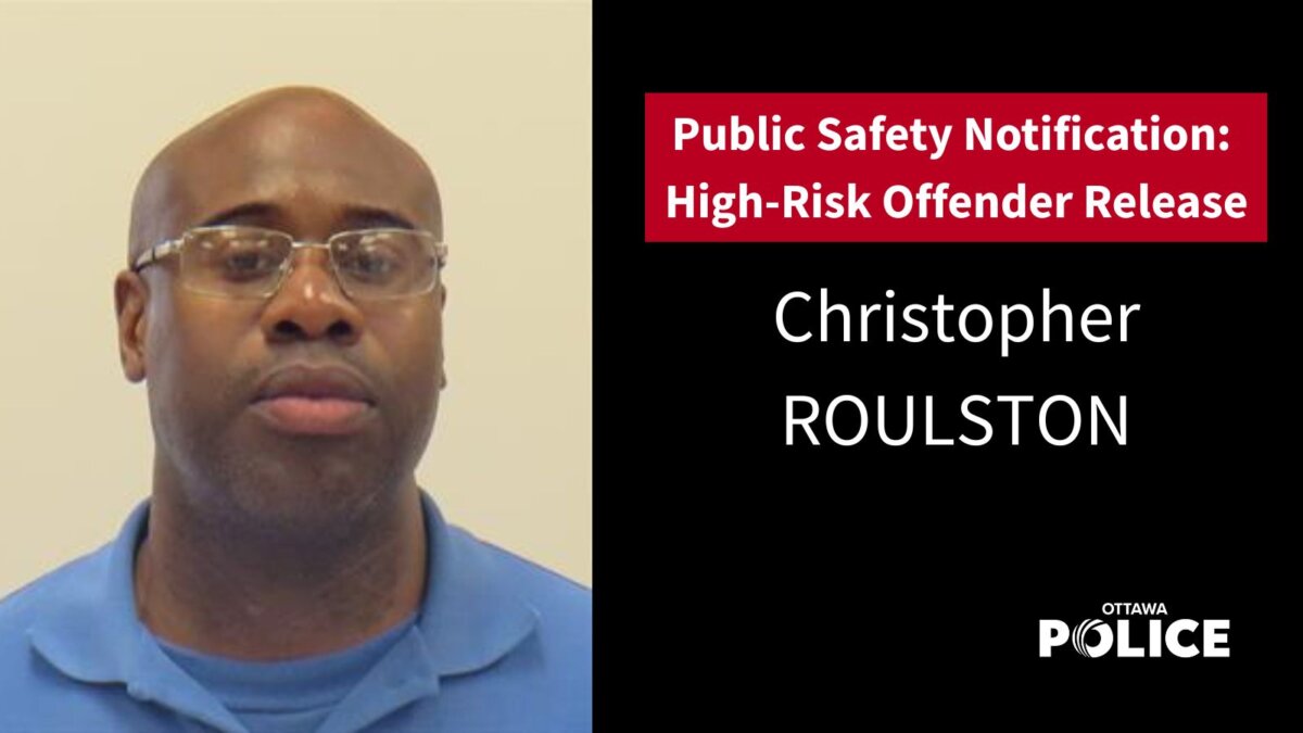 Ottawa police are warning the public that Christopher Roulston, a man with a history of violent sexual assaults, will be on day parole in the city. (Police photo)