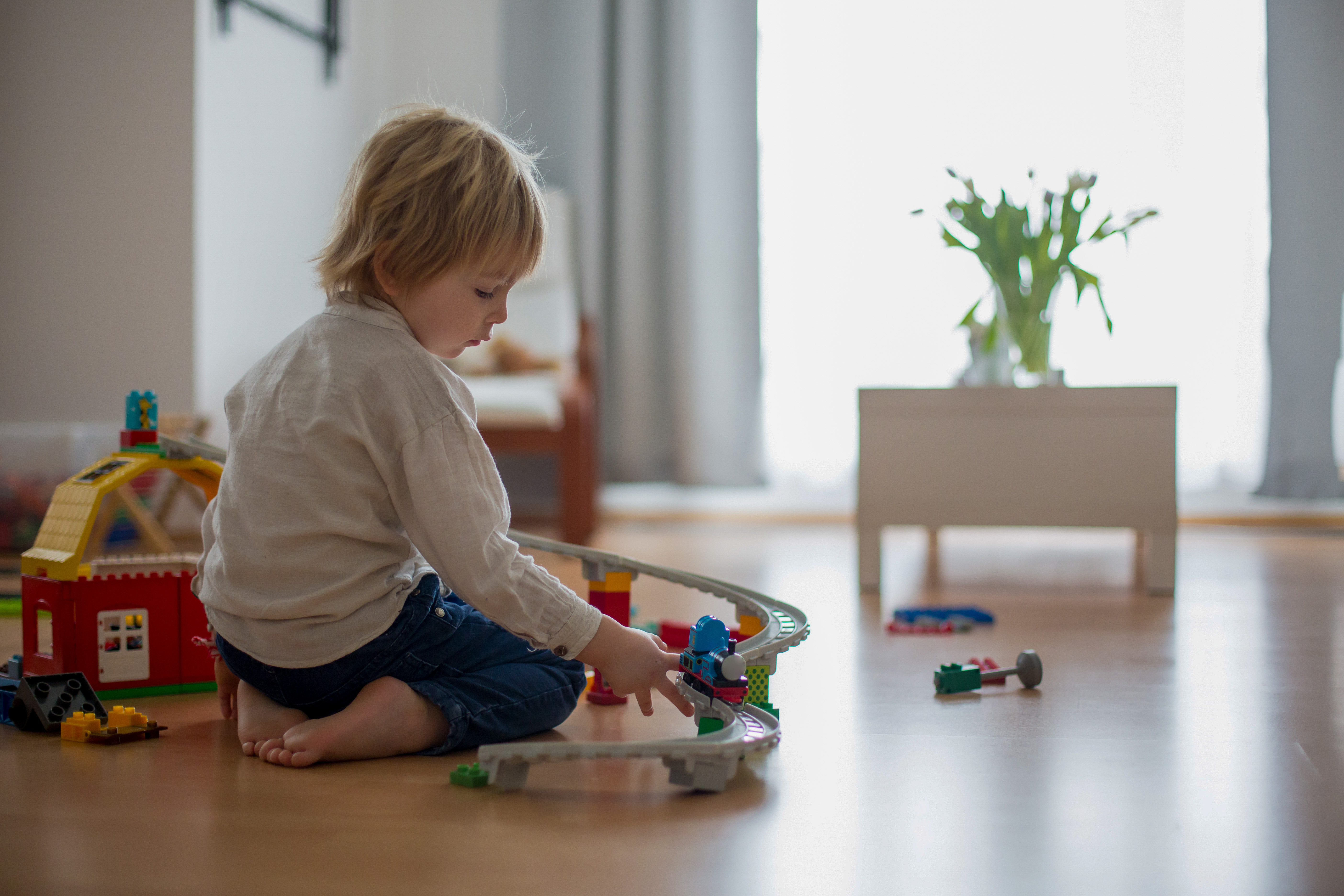 Cute,Child,,Playing,With,Colorful,Toy,Blocks.,Little,Boy,Building