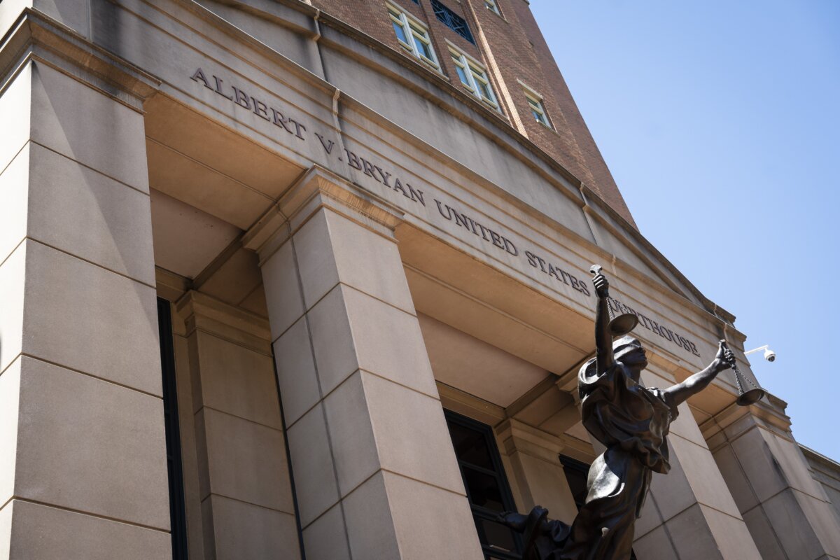 Albert V. Bryan U.S. Courthouse in Alexandria, Va., on June 4, 2026. (Madalina Kilroy/The Epoch Times)