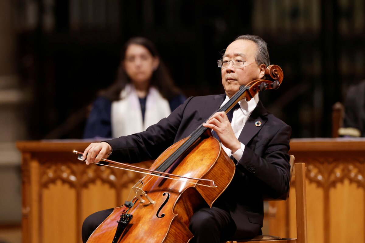 Cellist Yo-Yo Ma in 2024 in Washington. Listen to his J. S. Bach’s “Six Suites for Unaccompanied Cello.” (Anna Moneymaker/Getty Images)