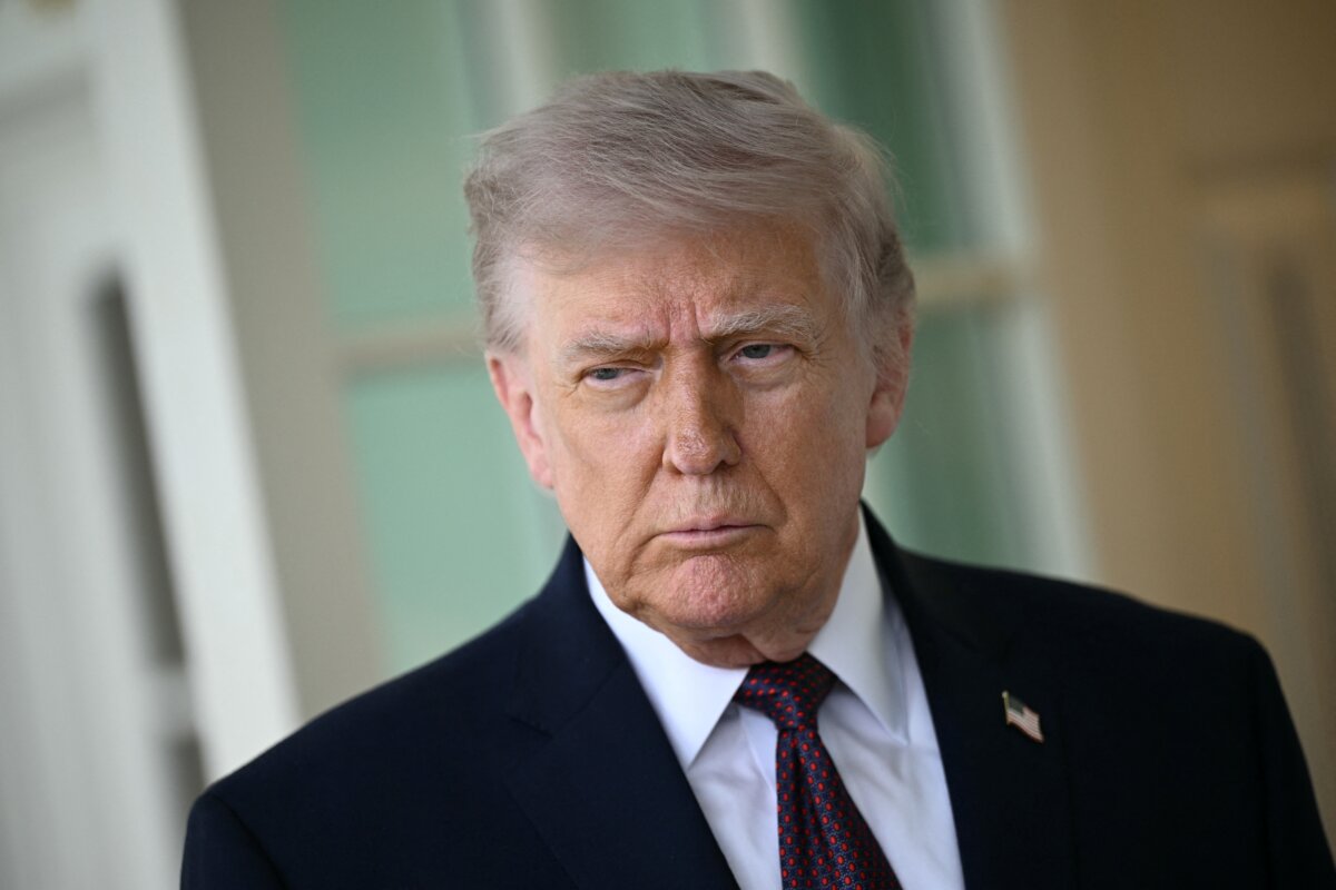 President Donald Trump speaks to the press outside the Oval Office at the White House in Washington, D.C., on April 13, 2026. (Brendan Smialowski/AFP via Getty Images)