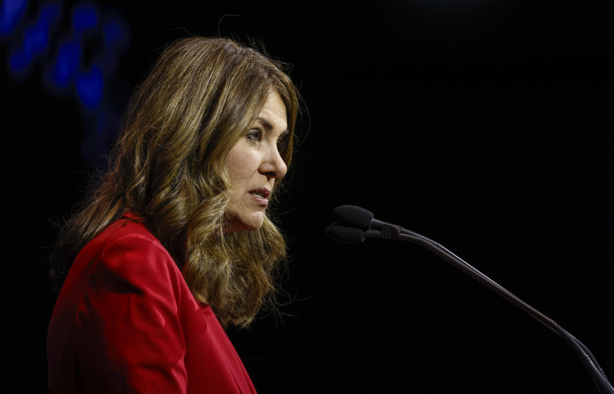 Alberta Premier Danielle Smith speaks at the Global Energy Show in Calgary on June 9, 2026. (The Canadian Press/Jeff McIntosh)