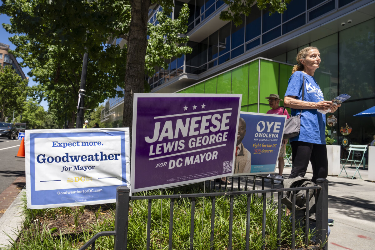 West End Neighborhood Library during the mayoral election in Washington on June 16, 2026. (Madalina Kilroy/The Epoch Times)