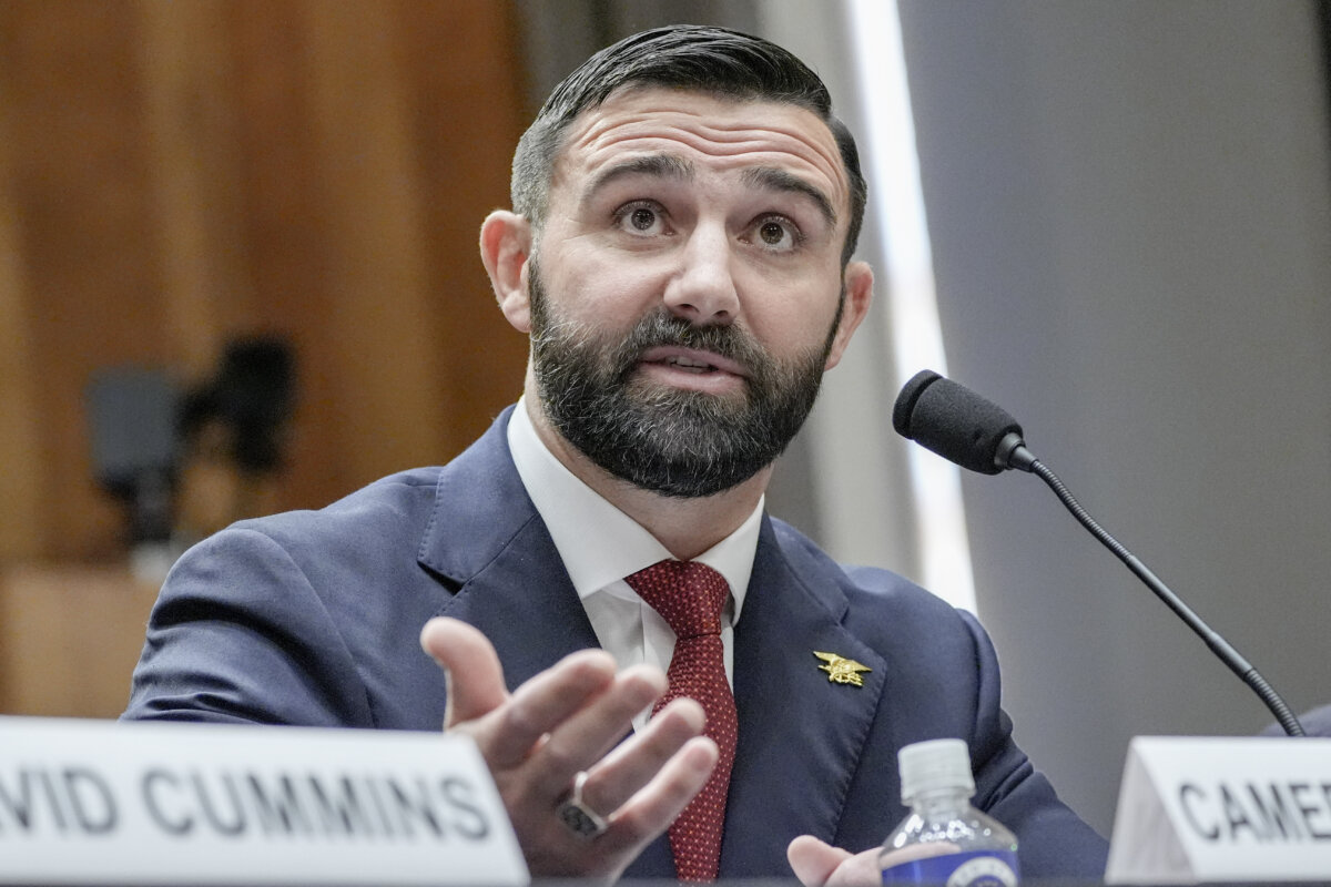 Cameron Hamilton testifies during a Senate Committee on Homeland Security and Government Affairs Committee hearing to examine his nomination to be Administrator of the Federal Emergency Management Agency, on Capitol Hill on June 17, 2026. (AP Photo/Mariam Zuhaib)