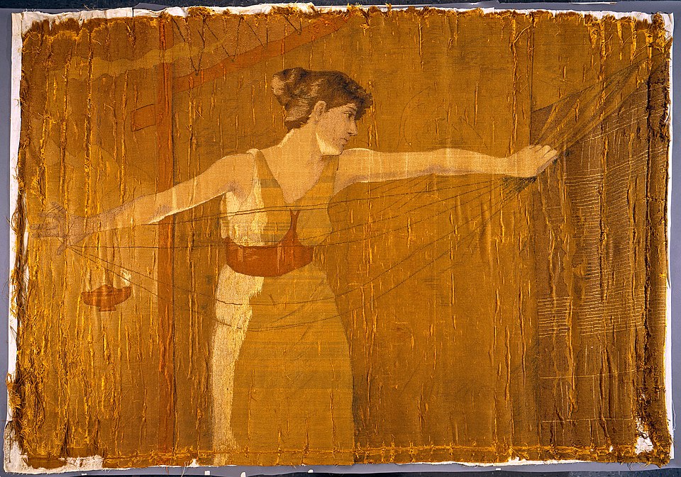 “Penelope Unraveling Her Work at Night," 1886, by Dora Wheeler. Silk embroidered with silk thread; 45 inches by 68 inches. Purchase, Sylvia and Leonard Marx Gift and funds from various donors, 2002. Metropolitan Museum of Art, New York City. (Public Domain)