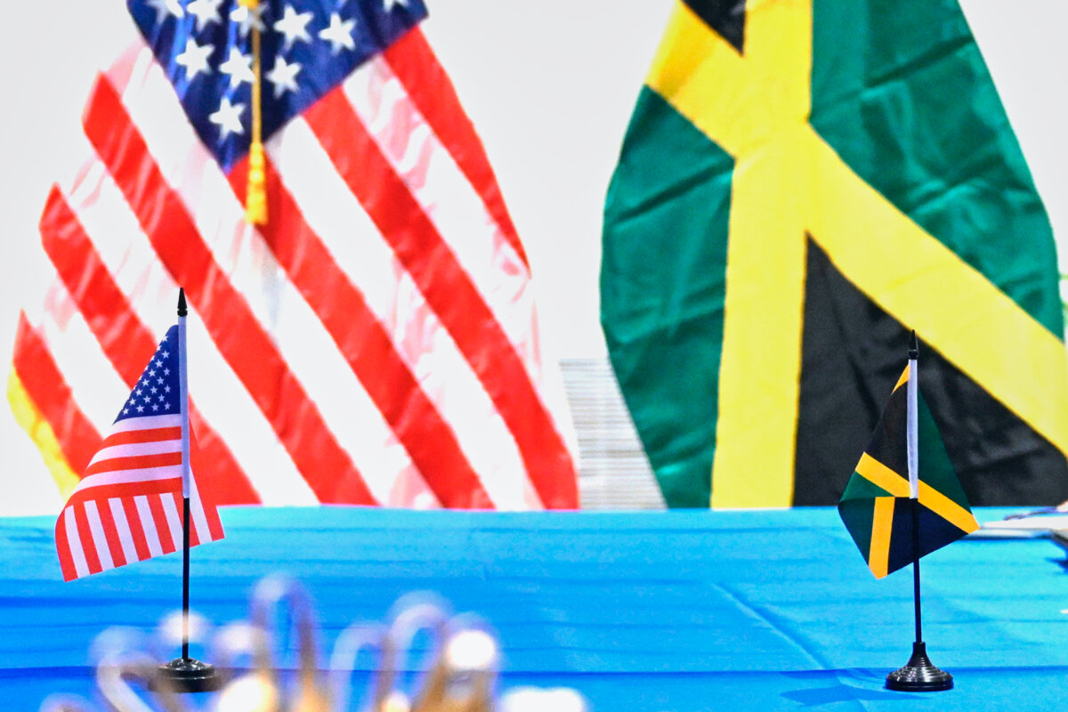 A meeting between American and Jamaican diplomats takes place at the Pegasus Hotel in Kingston, Jamaica, on March 11, 2024. (Andrew Caballero-Reynolds, Pool via AP, File)