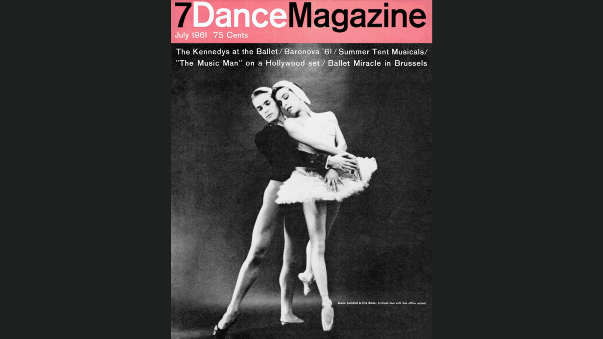 Maria Tallchief and Erik Bruhn on the front cover of Dance Magazine, July 1961. (Public Domain)