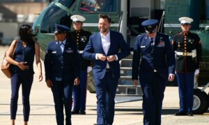 Vice President Vance Arrives at Switzerland Air Force Base, En Route Back to US