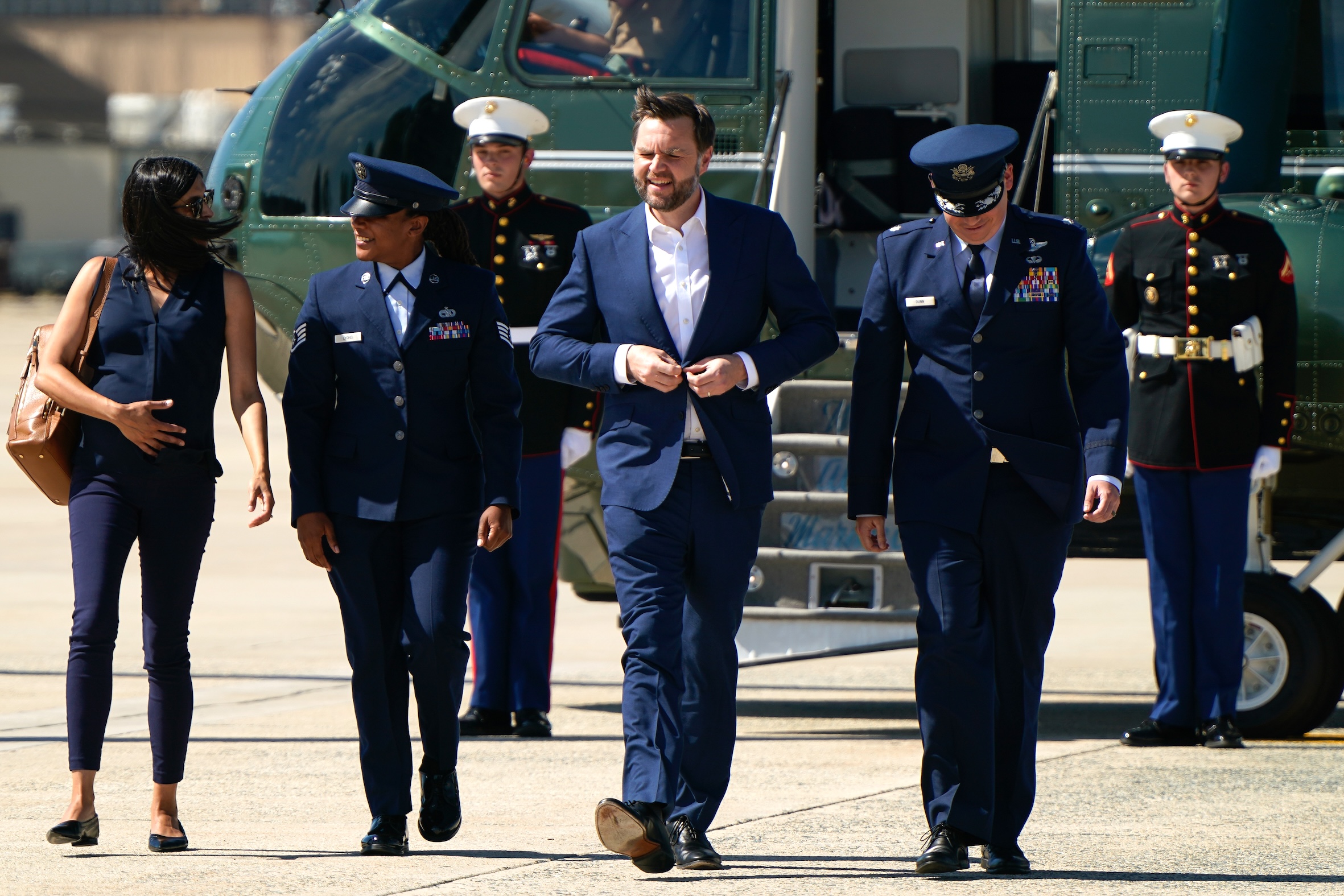 Vice President Vance Arrives at Switzerland Air Force Base, En Route Back to US
