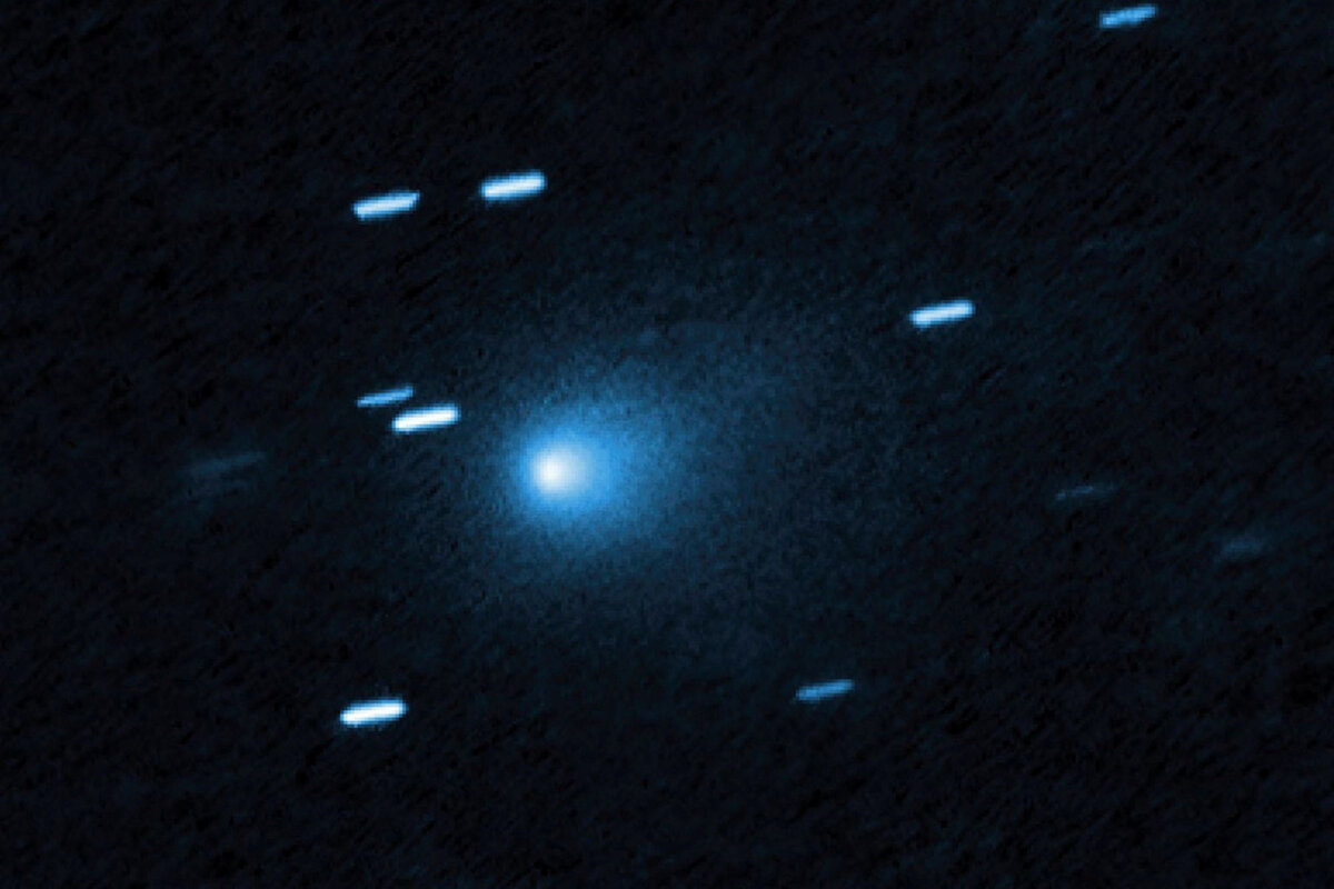The Hubble Space Telescope image of the interstellar comet 3I/ATLAS on July 21, 2025, when the comet was 277 million miles from Earth in this handout image obtained by Reuters on June 22, 2026. (NASA, ESA, David Jewitt (UCLA); image Processing: Joseph DePasquale (STScI)/Handout via Reuters)