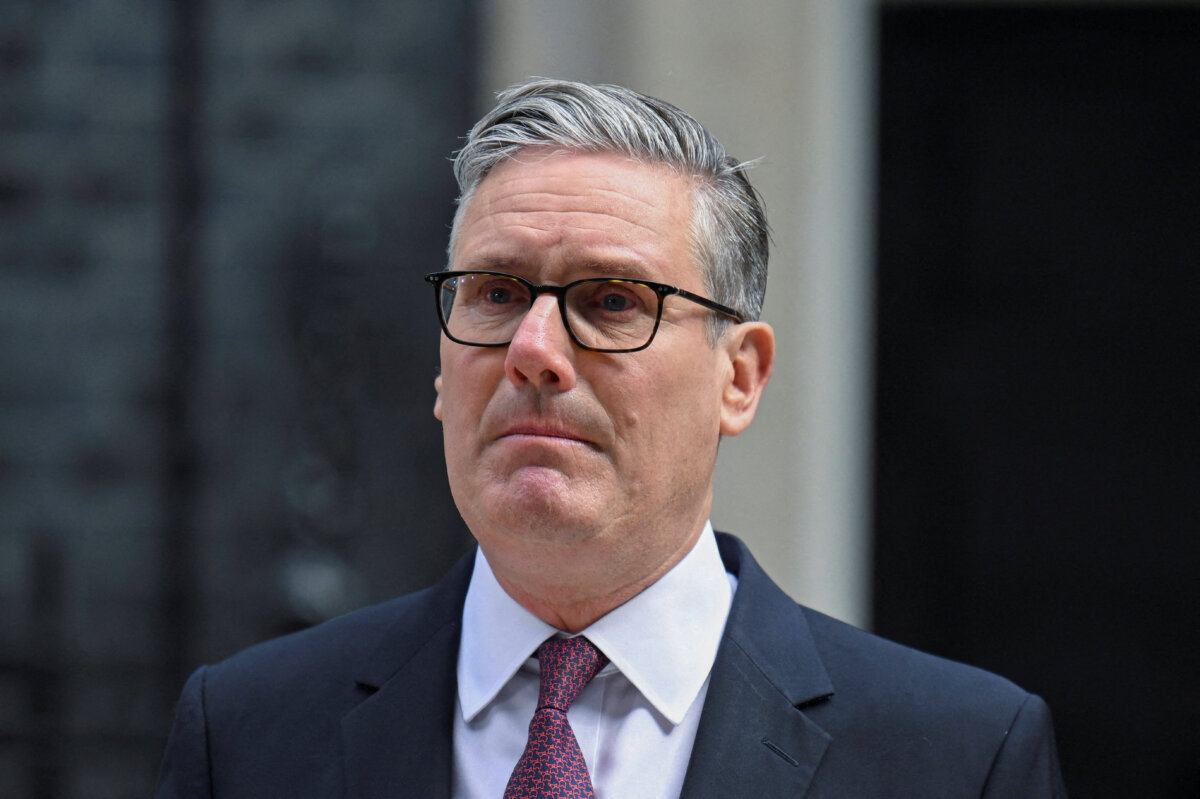 British Prime Minister Keir Starmer reacts as he announces the timeline for his resignation, outside 10 Downing St. in London on June 22, 2026. (Jaimi Joy/Reuters)