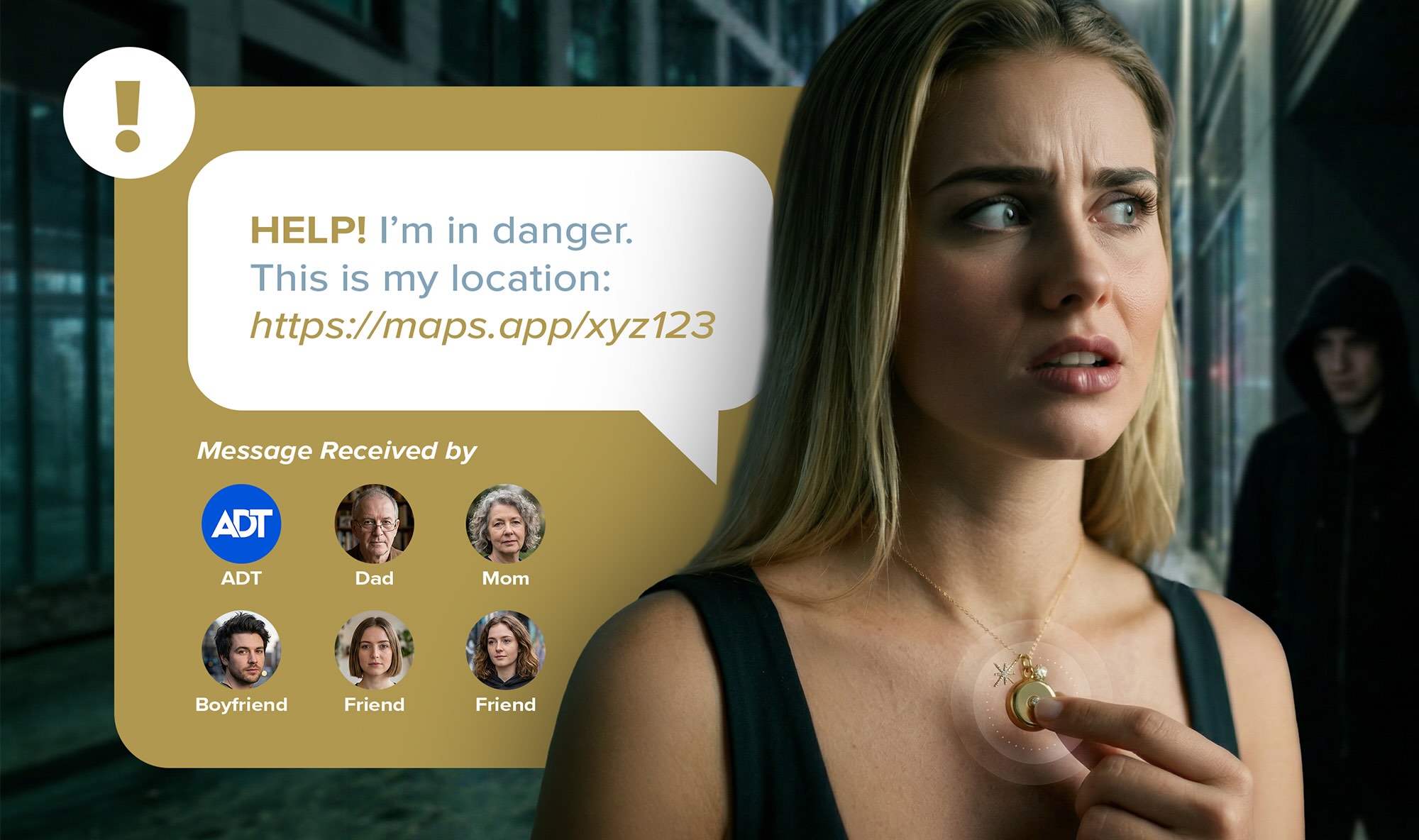 InvisaWear, partnered with ADT, is a discreet piece of jewelry with a hidden “panic button” inside – all you need to do is click it twice to get help instantly.