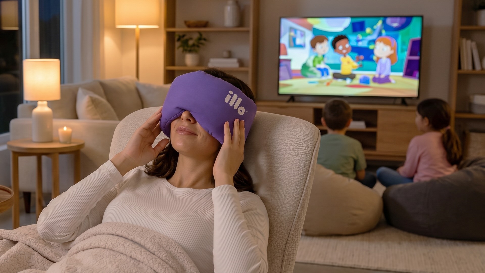 illo is a 3-in1 powerful sleep tool that functions as a premium sleep mask, a plush travel pillow and a moldable Cushion.
